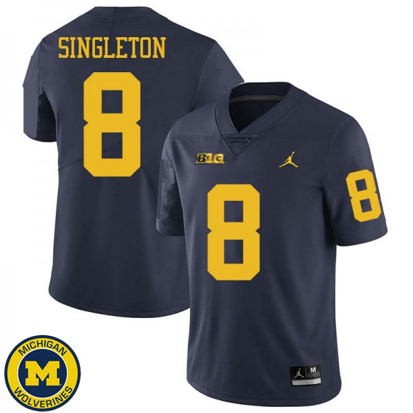 Mens Michigan Wolverines #8 Drew Singleton Navy Jordan Brand University Jersey